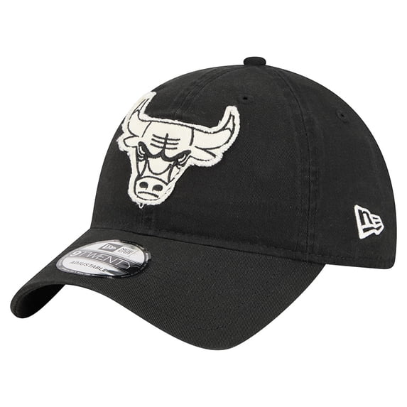 Men's New Era Black Chicago Bulls Stamp Fabric Applique 9TWENTY Adjustable Hat
