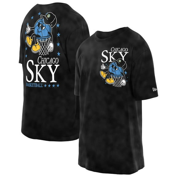 Men's New Era Black Chicago Sky Old School Sport Enzyme Wash Oversized T-Shirt