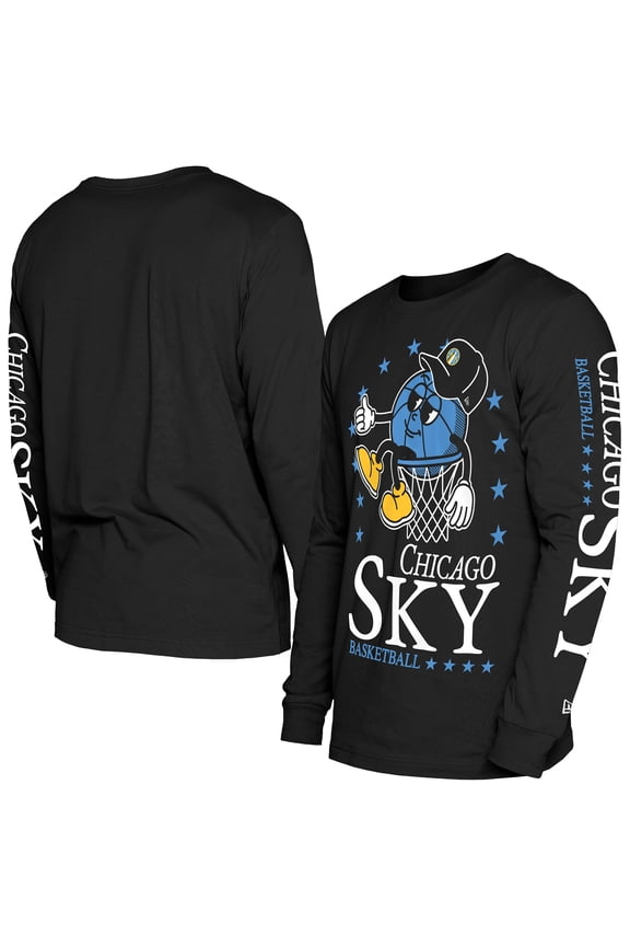 Men's New Era Black Chicago Sky Old School Sport Long Sleeve T-Shirt