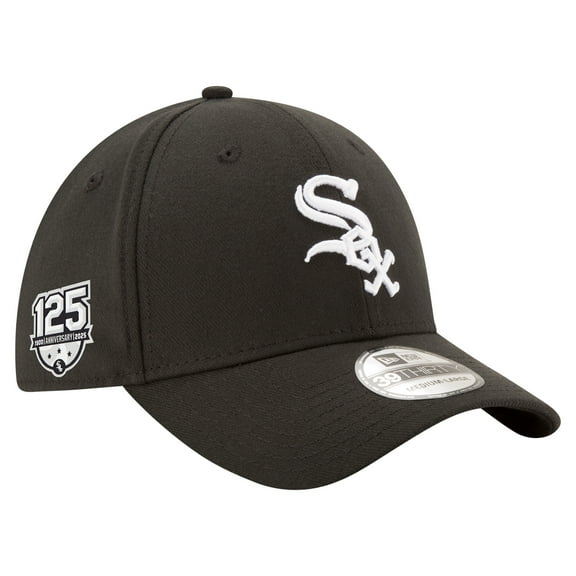 Men's-New Era  Black Chicago White Sox 125th Anniversary 39THIRTY Flex Hat