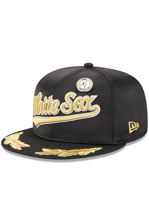 Men's New Era Black Chicago White Sox 2025 59FIFTY Day Gold Leaf 59FIFTY Fitted Hat