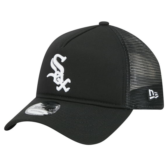 Men's New Era Black Chicago White Sox 9FORTY A-Frame Trucker Adjustable Hat