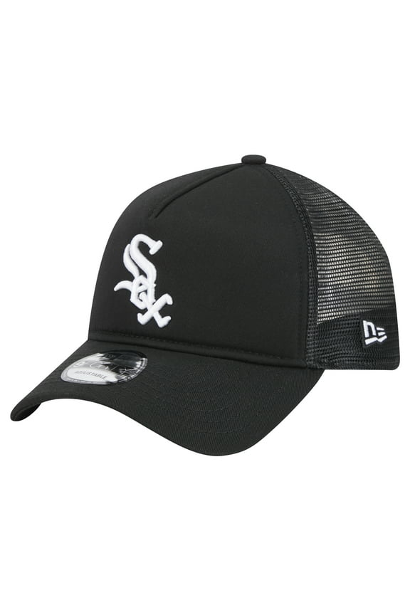 Men's New Era Black Chicago White Sox 9FORTY A-Frame Trucker Adjustable Hat