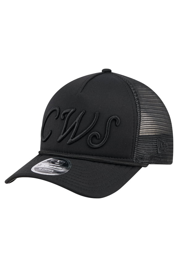 Men's New Era Black Chicago White Sox City Initial 9FORTY A-Frame M-Crown Adjustable Trucker Hat