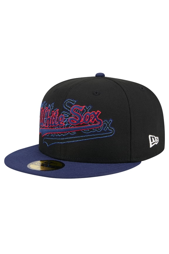 Men's New Era Black Chicago White Sox Shadow Stitch 59FIFTY Fitted Hat