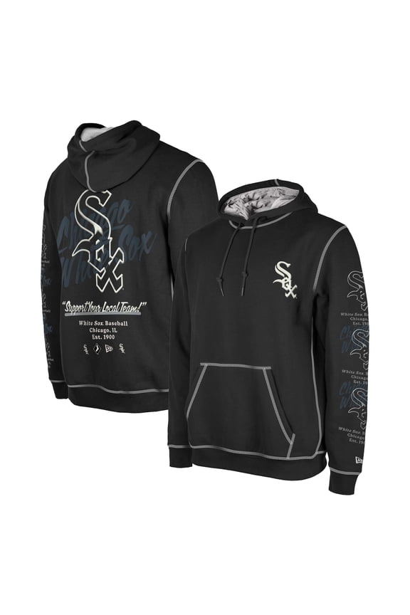 Men's New Era Black Chicago White Sox Team Split Pullover Hoodie