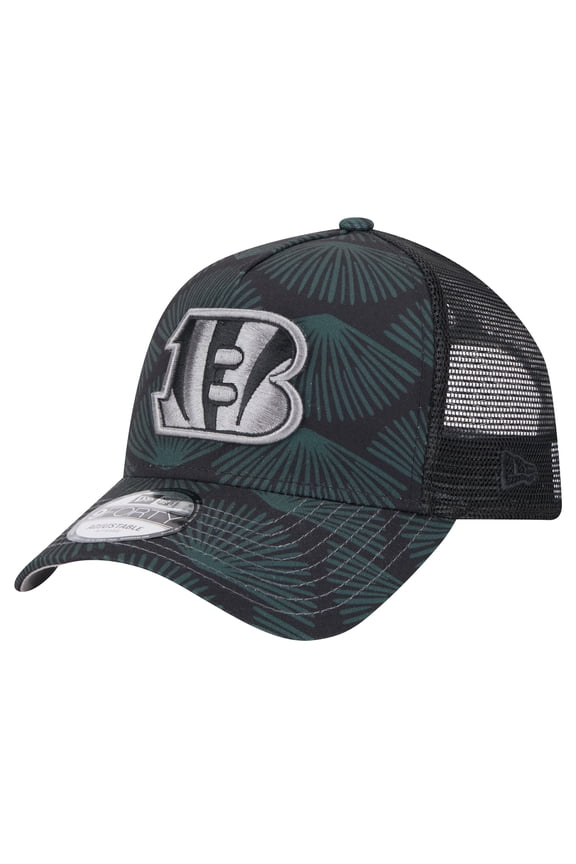 Men's New Era Black Cincinnati Bengals Agave Trucker 9FORTY Adjustable Hat