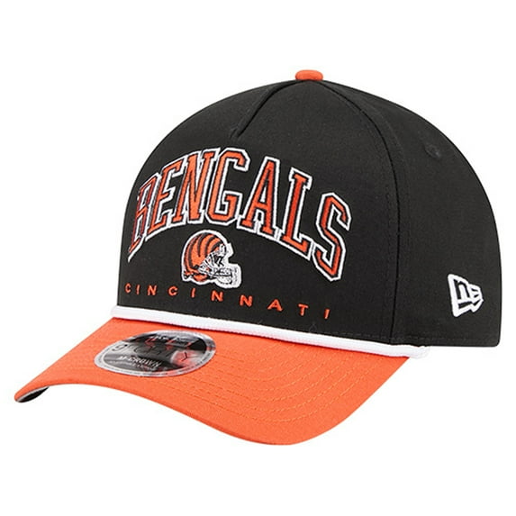Men's New Era Black Cincinnati Bengals Arch COOLERA 9FORTY A-Frame M-Crown Adjustable Hat