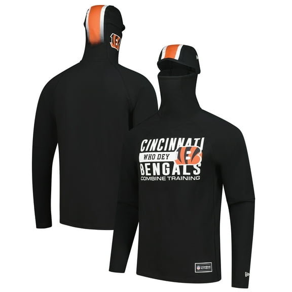 Men's New Era Black Cincinnati Bengals Functional Fandom Balaclava Helmet Stripe Tri-Blend Hoodie