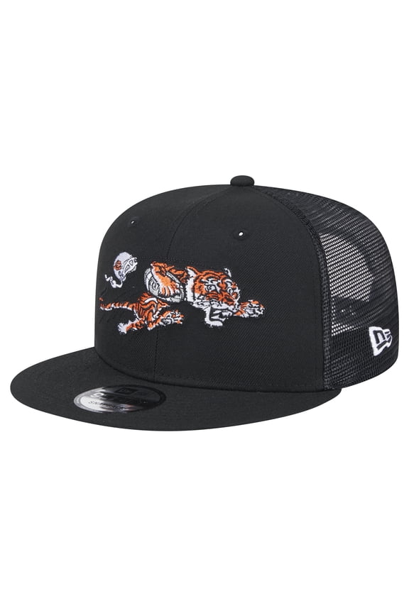 Men's New Era Black Cincinnati Bengals Throwback Main Trucker 9FIFTY Snapback Hat