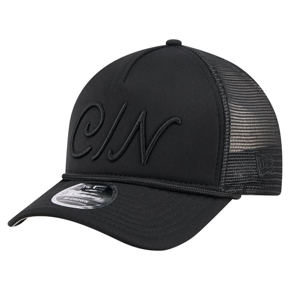 Men's New Era Black Cincinnati Reds City Initial 9FORTY A-Frame M-Crown Adjustable Trucker Hat