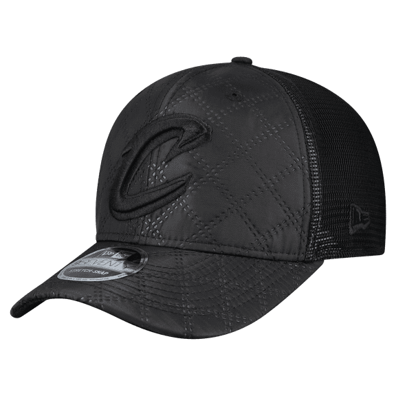 Men's New Era Black Cleveland Cavaliers Quilted 9SEVENTY Trucker Adjustable Hat