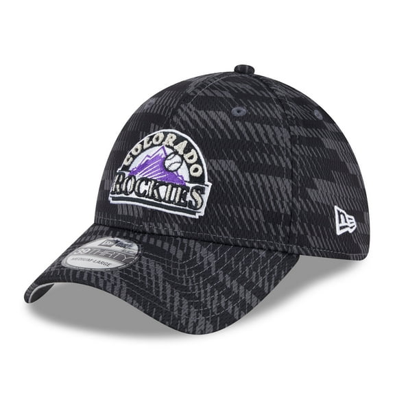 Men's New Era Black Colorado Rockies 2025 MLB Clubhouse 39THIRTY Flex Hat