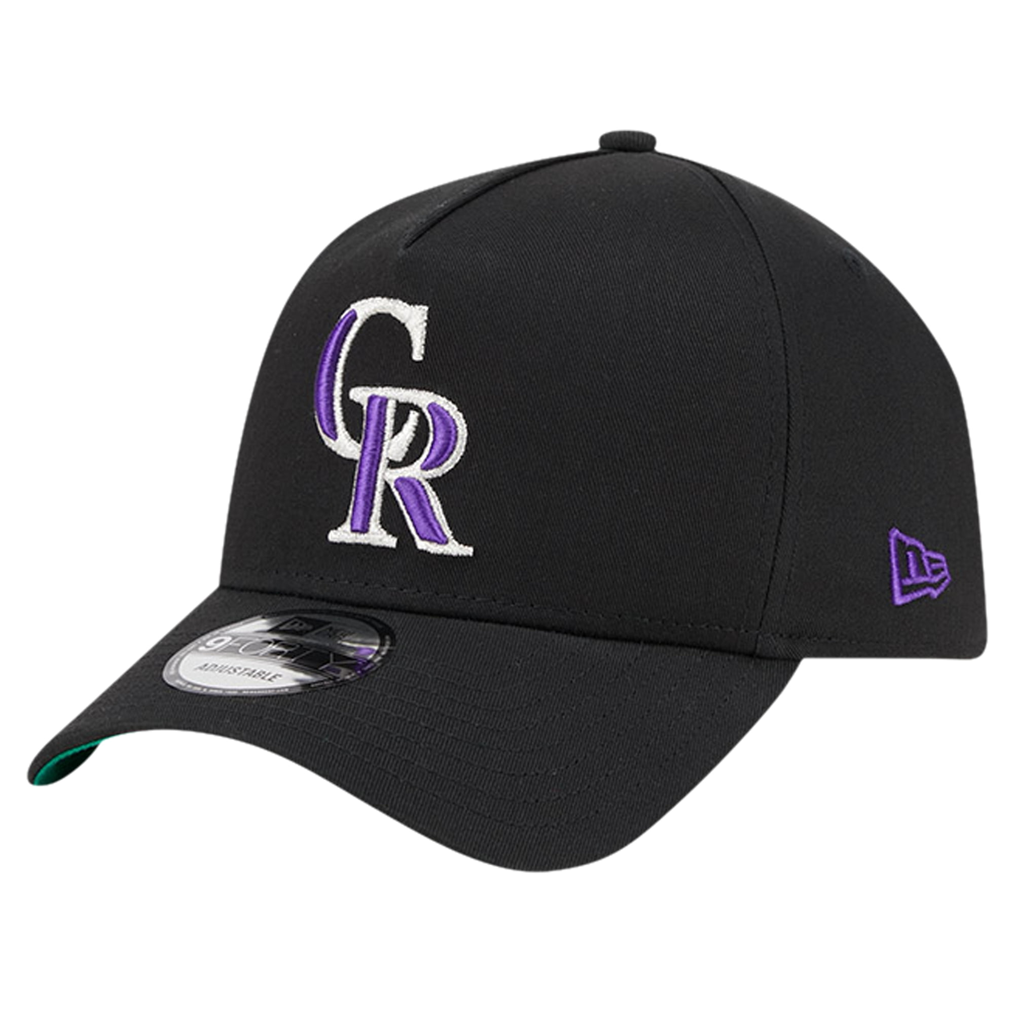 Men's New Era Black Colorado Rockies Team Color A-Frame 9FORTY Adjustable Hat
