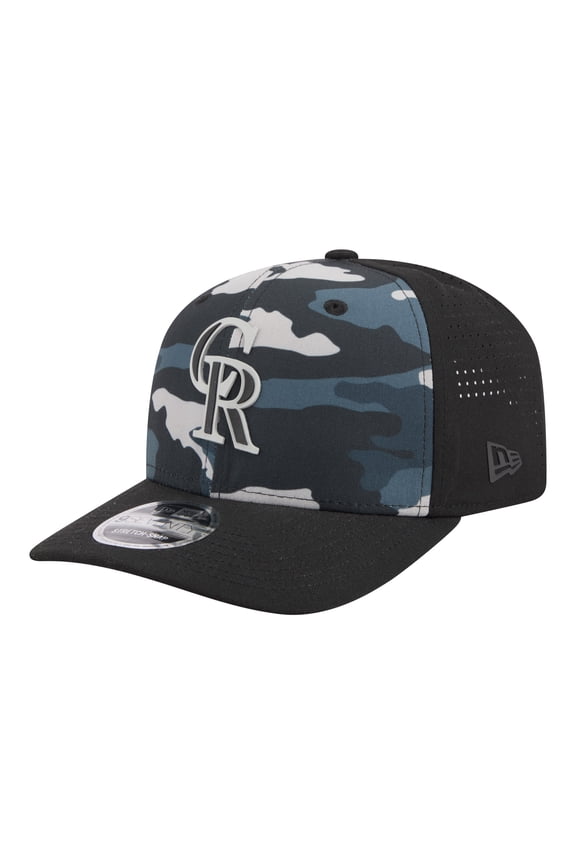 Men's New Era Black Colorado Rockies Tonal Camo 9SEVENTY Stretch-Snap Hat