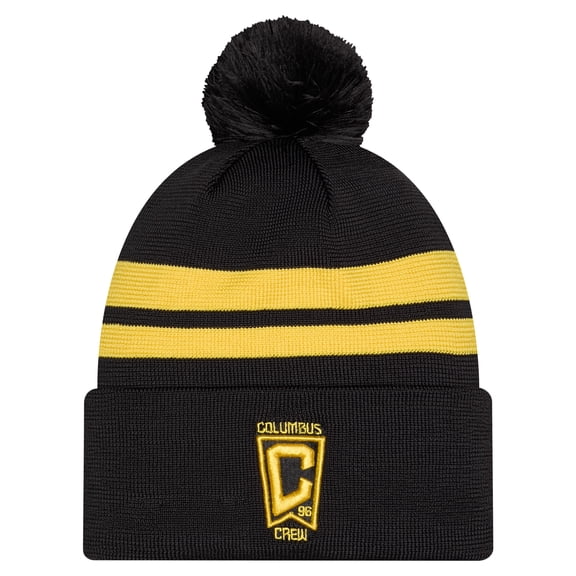 Men's New Era Black Columbus Crew 2026 Jersey Hook Cuffed Knit Hat with Pom