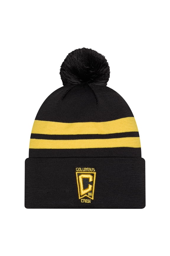 Men's New Era Black Columbus Crew 2026 Jersey Hook Cuffed Knit Hat with Pom