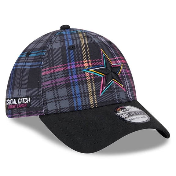 Men's New Era Black Dallas Cowboys 2024 NFL Crucial Catch Plaid 39THIRTY Flex Hat