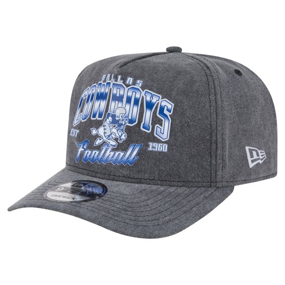 Men's-New Era Black Dallas Cowboys Throwback Washed A-Frame 9FIFTY Snapback Hat
