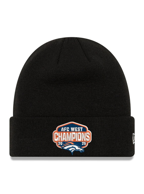 Men's New Era Black Denver Broncos 2025 AFC West Division Champions Cuffed Knit Hat