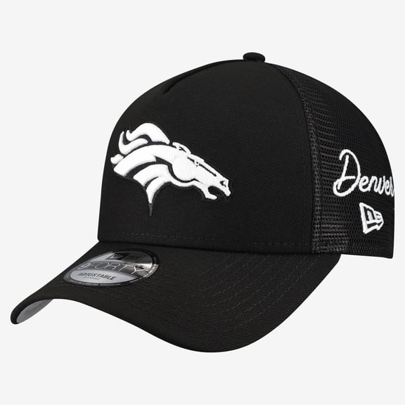 Men's New Era Black Denver Broncos City Script 9FORTY A-Frame Adjustable Hat