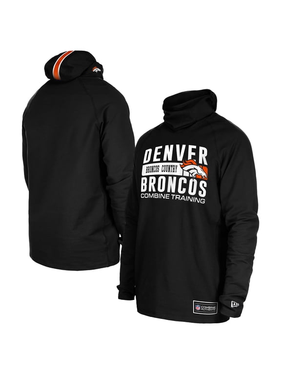 Men's New Era Black Denver Broncos Functional Fandom Balaclava Helmet Stripe Tri-Blend Hoodie
