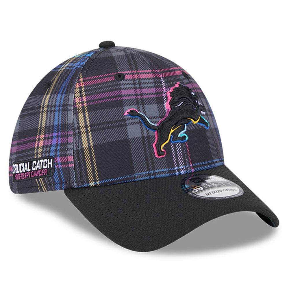 Men's New Era Black Detroit Lions 2024 NFL Crucial Catch Plaid 39THIRTY