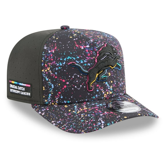 Men's New Era Black Detroit Lions 2025 NFL Crucial Catch A-Frame 9FIFTY Snapback Hat