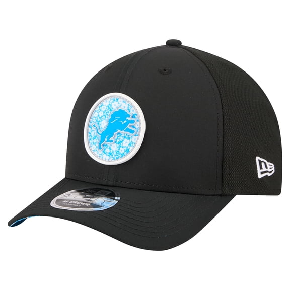 Men's New Era Black Detroit Lions Floral 9FORTY M-Crown Trucker Adjustable Hat