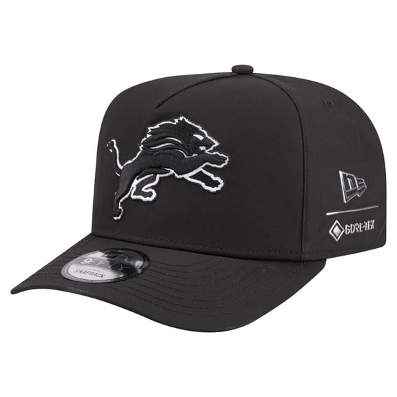 Men's New Era Black Detroit Lions Gore-Tex A-Frame 9FIFTY Adjustable Hat