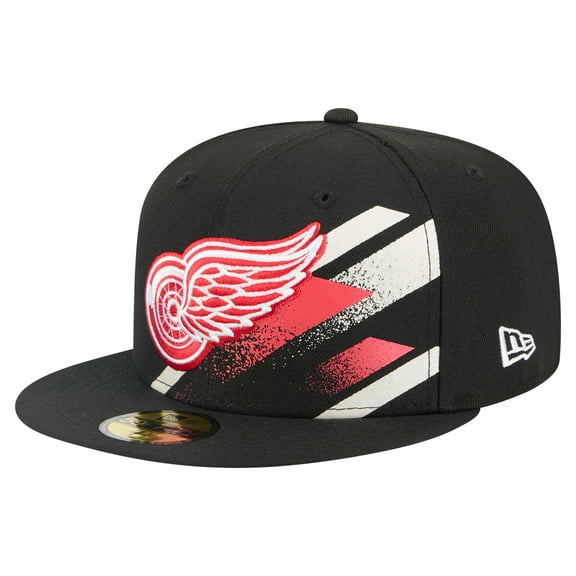 Men's New Era Black Detroit Red Wings Faded Lines 59FIFTY Fitted Hat