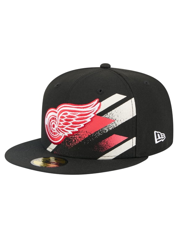Men's New Era Black Detroit Red Wings Faded Lines 59FIFTY Fitted Hat