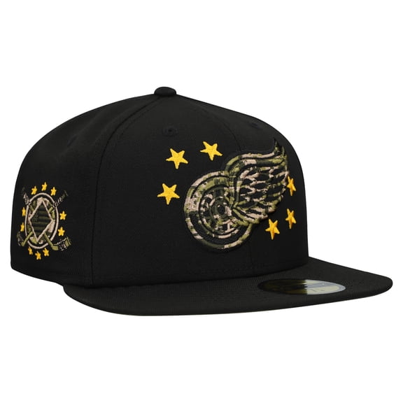 Men's New Era Black Detroit Red Wings Military Appreciation Digital Camo Stars 59FIFTY Fitted Hat