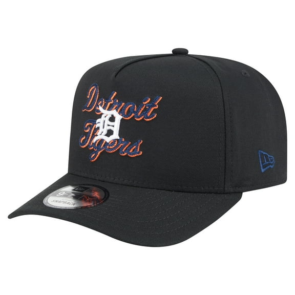 Men's New Era Black Detroit Tigers Chainstitch 9FIFTY A-Frame Snapback Hat