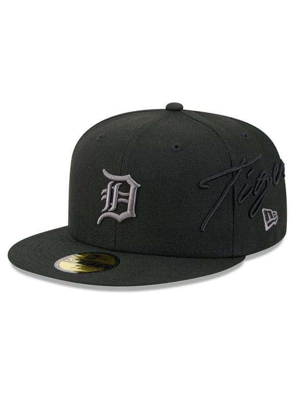 Men's New Era Black Detroit Tigers Side Script 59FIFTY Fitted Hat