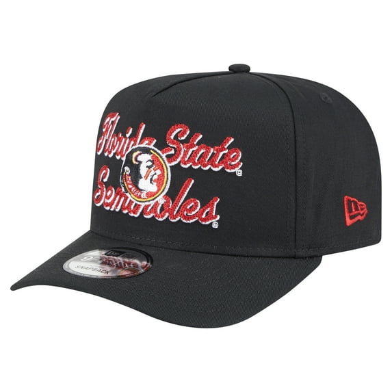 Men's New Era Black Florida State Seminoles Vintage Chainstitch 9FIFTY A-Frame Snapback Hat