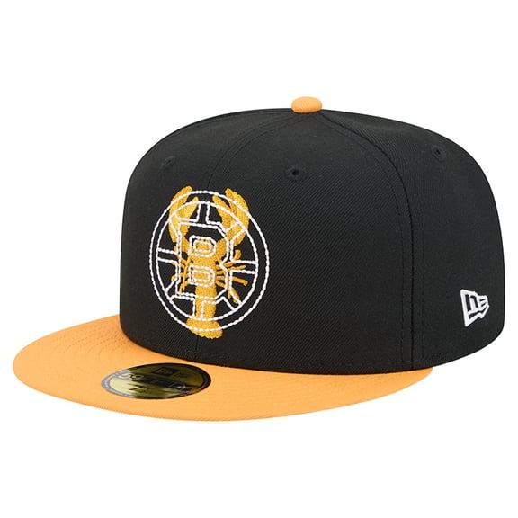 Men's New Era Black/Gold Boston Bruins City Icon Stitched Overlay 59FIFTY Fitted Hat