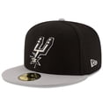 thumbnail image 1 of Men's New Era Black/Gray San Antonio Spurs Official Team Color 2Tone 59FIFTY Fitted Hat, 1 of 5