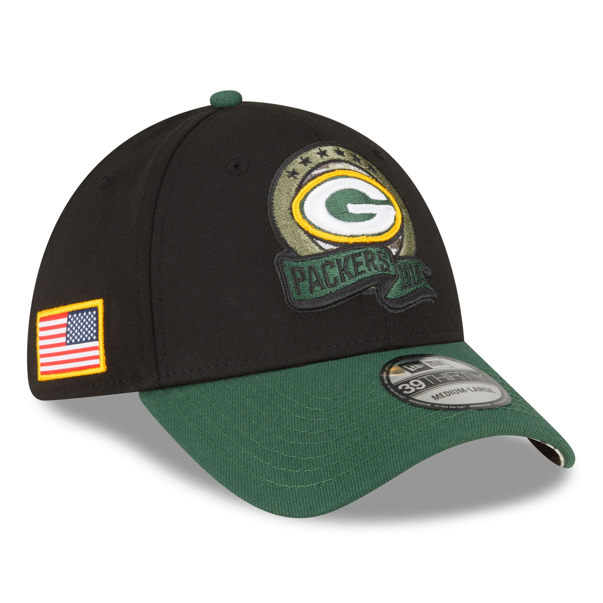 Men s New Era Black Green Bay Packers 2022 Salute To Service 39THIRTY Flex Hat Walmart