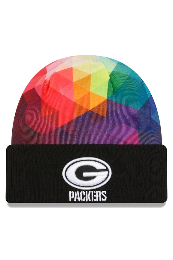 Men's New Era Black Green Bay Packers 2023 NFL Crucial Catch Cuffed Knit Hat