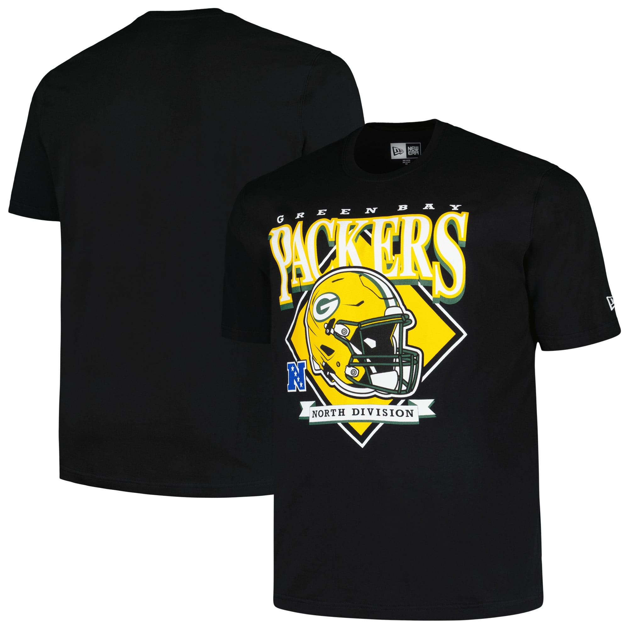 Men's New Era Black Green Bay Packers Big & Tall Helmet T-Shirt ...