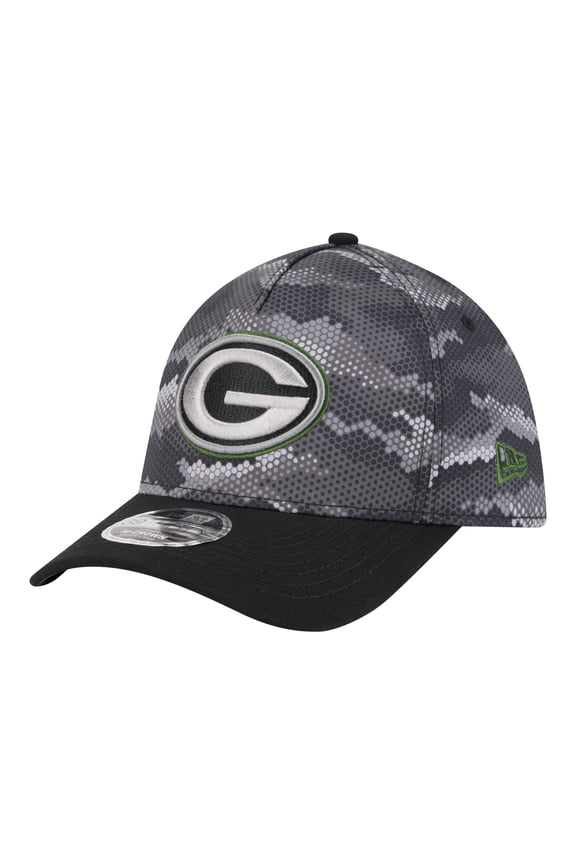 Men's New Era Black Green Bay Packers Camo A-Frame 39THIRTY Flex Hat