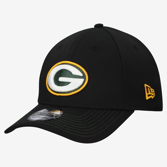 Men's New Era Black Green Bay Packers Core Team 39THIRTY Flex Hat