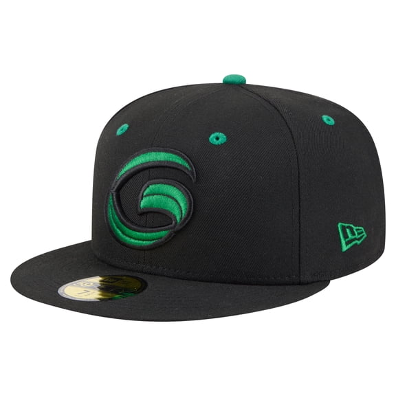 Men's-New Era  Black Greensboro Grasshoppers Authentic Collection 59FIFTY Fitted Hat
