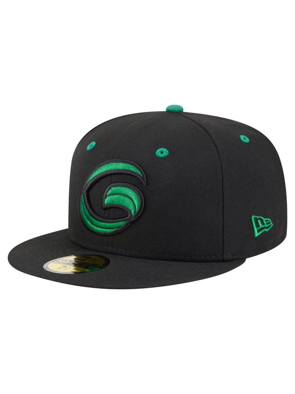 Men's-New Era Black Greensboro Grasshoppers Authentic Collection 59FIFTY Fitted Hat