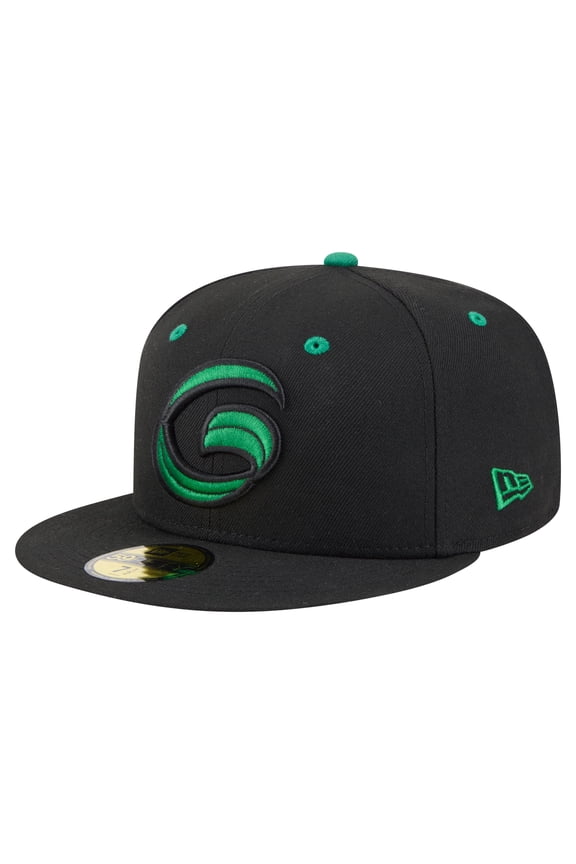 Men's-New Era Black Greensboro Grasshoppers Authentic Collection 59FIFTY Fitted Hat