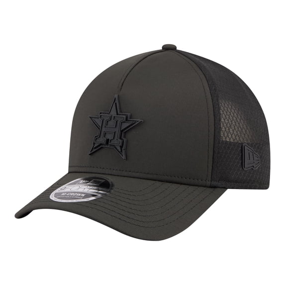 Men's New Era Black Houston Astros Badged M-Crown A-Frame 9FORTY Trucker Adjustable Hat
