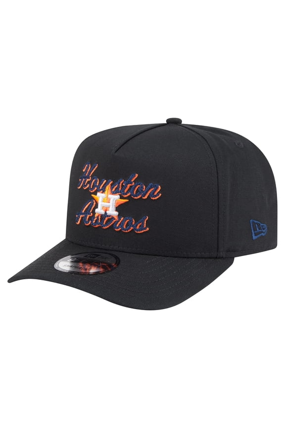 Men's New Era Black Houston Astros Chainstitch 9FIFTY A-Frame Snapback Hat
