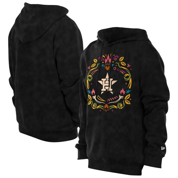 Men's New Era Black Houston Astros D-a de los Muertos Brushed Fleece Hoodie