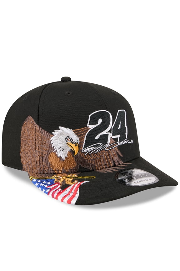 Men's New Era Black Jeff Gordon Patriotic Eagle & Flag A-Frame 9FIFTY Snapback Hat